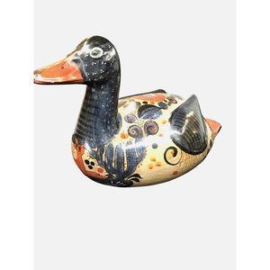 RARE 16" Vintage Tonola Burnished Mexican Pottery Duck
